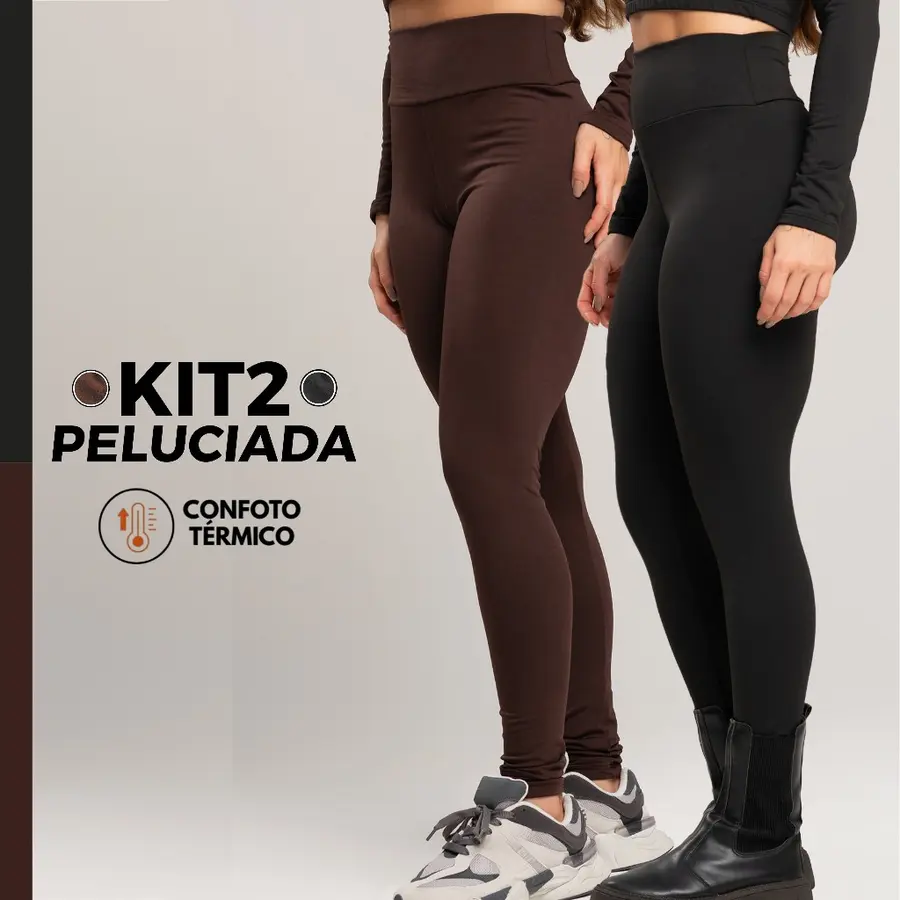 Duas modelos usando leggings peluciadas