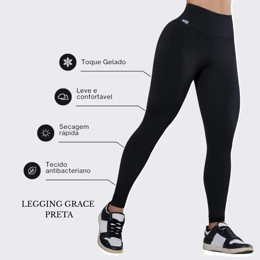 Mulher usando legging fitness preta